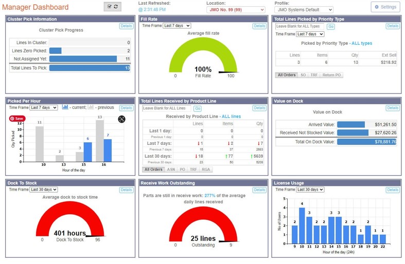 screenshot of Epicor Indago WMS